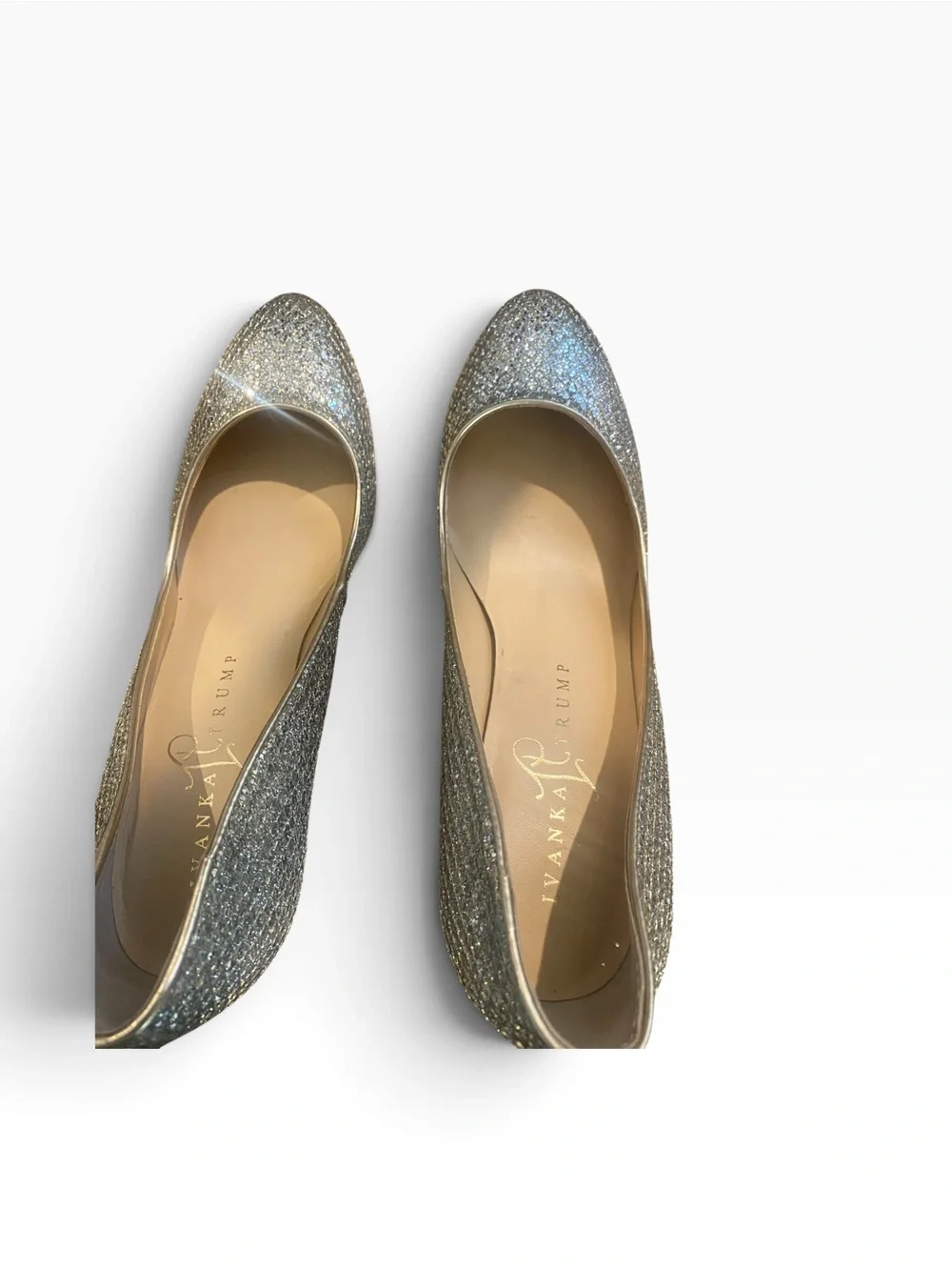 Ivanka Trump Sophia Silver Glitter Gold Pump Platform SZ 7